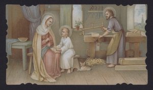 Jesucristo de niño con su madre, María, en la carpintería de José de European School