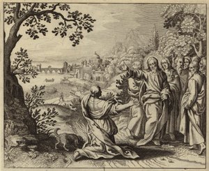 Jesucristo curando a la hija de una mujer de Canaán (grabado) de European School