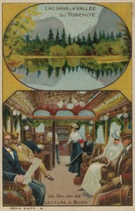 Lago en el Valle de Yosemite y una sala de lectura en un barco