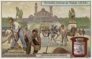 Colocación de adoquines de arenisca de European School