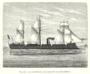 El Castelfidardo, buque acorazado de la marina italiana (grabado) de European School