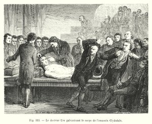 El doctor Ure galvanizando el cuerpo del asesino Clydsdale de European School