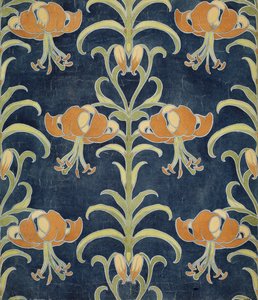 Diseño de lirio para papel tapiz o textil, 1896 de European School
