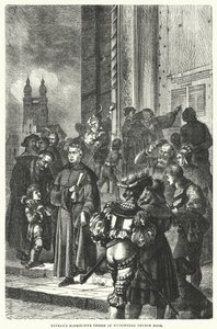 Las noventa y cinco tesis de Lutero en la puerta de la iglesia de Wittenberg de European School