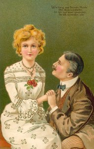 Hombre de la mano de una joven (litografía en color) de European School