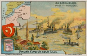 Mapa, escudo y vista del estrecho de los Dardanelos de European School