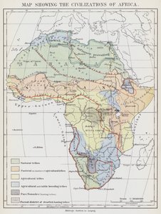 Mapa de las civilizaciones de África (litografía en color)