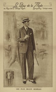Moda masculina hacia 1930 (litografía) de European School