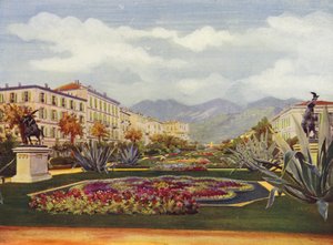 Menton, Le Jardin Public (litografía en color) de European School