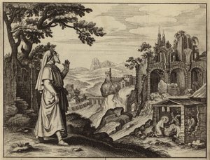 Miqueas profetizando la venida del Mesías desde Belén (grabado) de European School