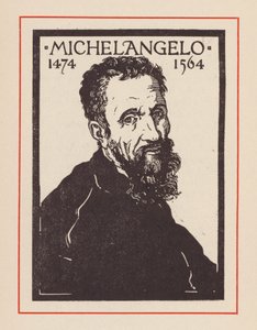 Miguel Ángel, artista y arquitecto italiano del Renacimiento (litografía) de European School