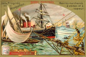 Barcos mercantes modernos de vela y vapor de European School