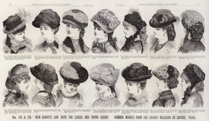 Nuevos sombreros y tocados para damas y señoritas; Modelos de verano de Les Grands Magasins Du Louvre, París