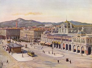 Niza, Place Massena (litografía en color) de European School