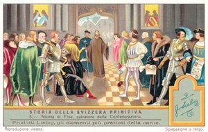 Nicolás de Flue impidiendo que los cantones suizos vayan a la guerra entre sí de European School