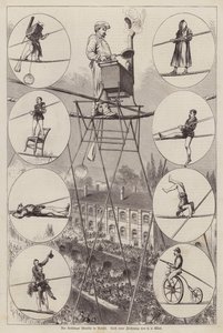 Actuación del equilibrista y acróbata francés Charles Blondin en Bruselas