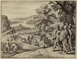 Filisteos devolviendo el Arca de la Alianza a los israelitas (grabado) de European School