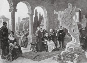 El Papa Julio II y el Apolo Belvedere (litografía)