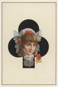 Retrato de una niña en un naipe (litografía en color) de European School