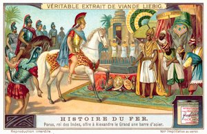 Porus, Rey de los Pauravas, ofreciendo a Alejandro Magno una barra de acero de European School
