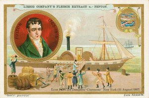 Robert Fulton, tarjeta Liebig, principios del siglo XX (cromo)