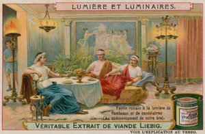 Banquete Romano con Antorchas y Candelabros Ardientes