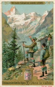 Escena de una excursión por los Alpes: en el valle (cromolito) de European School