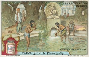 Shiva, dios indio, tarjeta Liebig, principios del siglo XX (cromo) de European School