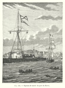 Señales de marea del puerto de Le Havre (grabado) de European School