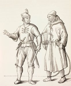 Soldado de galera del siglo XVI con un esclavo de galera, c.1880 de European School