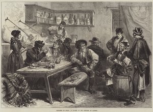 Bocetos en España, una taberna en los suburbios de Madrid (grabado) de European School