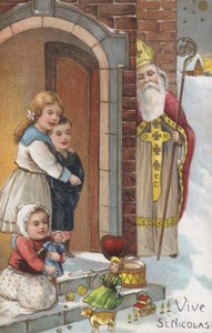Tarjeta del día de San Nicolás (cromolito) de European School