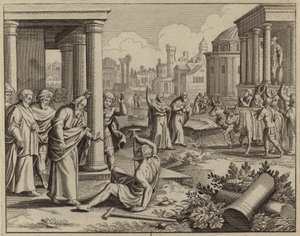 San Pablo curando a un cojo que nunca había caminado (grabado) de European School