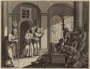 San Pedro liberado de la prisión por un ángel (grabado) de European School