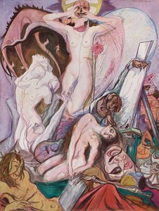 La muerte de los artistas (litografía en color) de European School