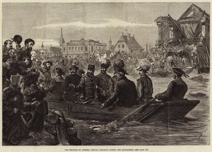El emperador de Austria visitando Szegedin durante la inundación (grabado) de European School