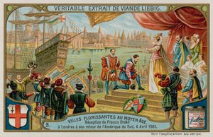 La recepción de Francis Drake en Londres desde Sudamérica en 1581 de European School