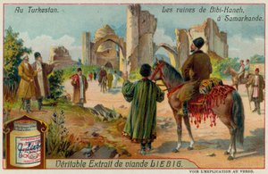 Las ruinas de la mezquita Bibi-Khanym en Samarcanda en Uzbekistán de European School