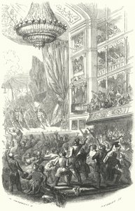 El comienzo de la Revolución Belga: representación de la ópera La Muette de Portici de Daniel Auber en el Teatro de la Moneda en Bruselas, 25 de agosto de 1830 de European School