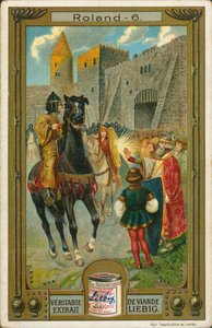 La historia de Roland, tarjeta Liebig, principios del siglo XX (cromo) de European School