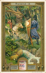 La historia de Roland, tarjeta Liebig, principios del siglo XX (cromo) de European School