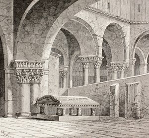 Tumba de Godofredo de Bouillón en la Iglesia del Santo Sepulcro, Jerusalén, c.1880