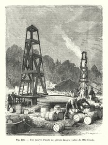 Una fuente de petróleo en el valle de Oil-Creek de European School