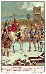 Vercingétorix entregando su espada a Julio César después del Sitio de Alesia, 52 a.C. de European School