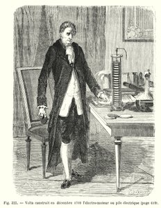 Volta construyó en diciembre de 1799 el electro-motor o pila eléctrica de European School