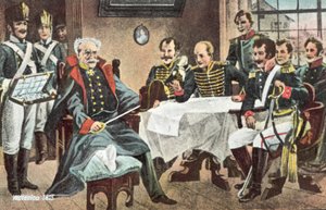 Waterloo 1815, Blucher recibe el sombrero, la espada y las condecoraciones del Emperador en Genappe
