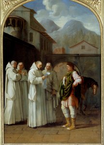 San Bruno (1030-1101), fundador de la orden Cartuja recibe un mensaje del Papa Urbano II de Eustache Le Sueur