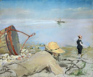 Henri Guerard relajándose en la playa de Eva Gonzalès