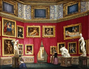 Figuras en una galería de arte