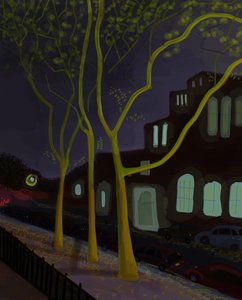 11th Street At Night, 2016 (dibujado a mano en un iPad con un lápiz de Apple). de Evan Sklar
